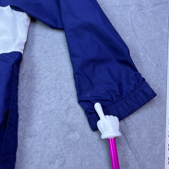 VTG Nike Jacket Men's Large Blue Big Swoosh Hooded Full Zip Long Windbreaker - Picture 6 of 16